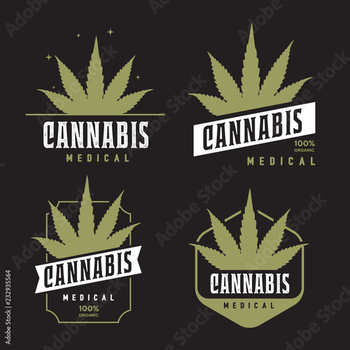 Cannabis emblems logo vector set template