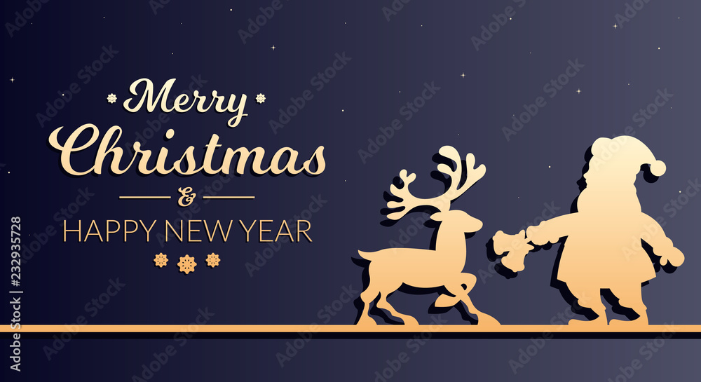 Fototapeta premium Silhouette of Santa Claus and Reindeer. Christmas concept.