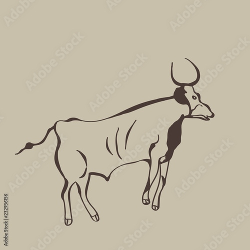 Painting of an ancient buffalo on a cave wall