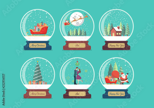 Merry christmas glass ball collection