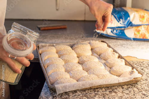 bread in the oven