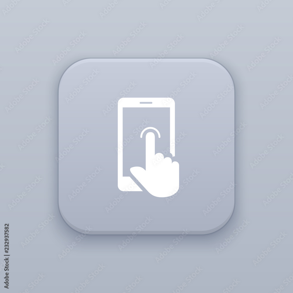 Gesture Touch, gray vector button with white icon Gesture Touch, gray vector button with white icon