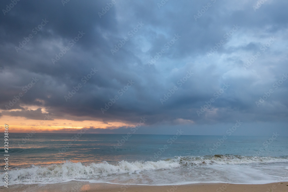 Stormy sky sea shore