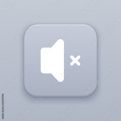 No sound, gray vector button with white icon