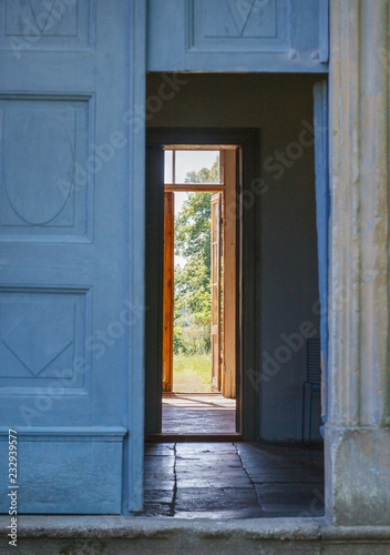 View through doors.