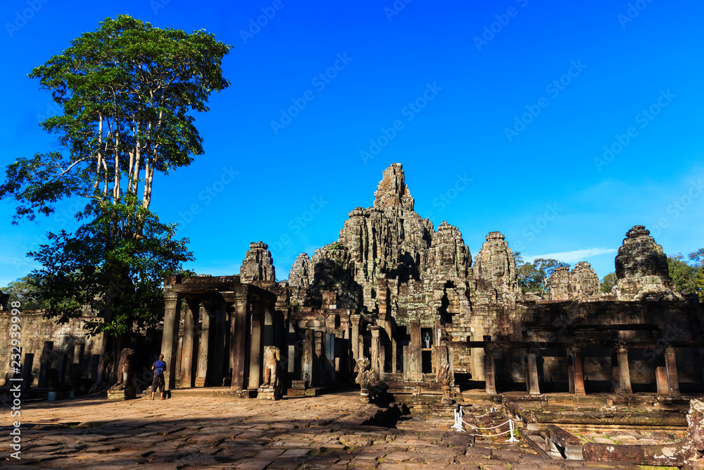 Cambodia Ruin Ancient Bayon Temple in Siem Reap