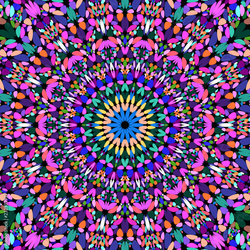 Colorful floral kaleidoscope mandala pattern wallpaper design - bohemian abstract vector background illustration
