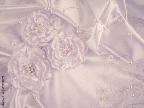 Wedding decorations, silk, lace, silk flowers