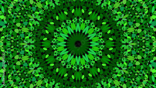 Green abstract flower mosaic mandala pattern background - symmetrical vector graphic