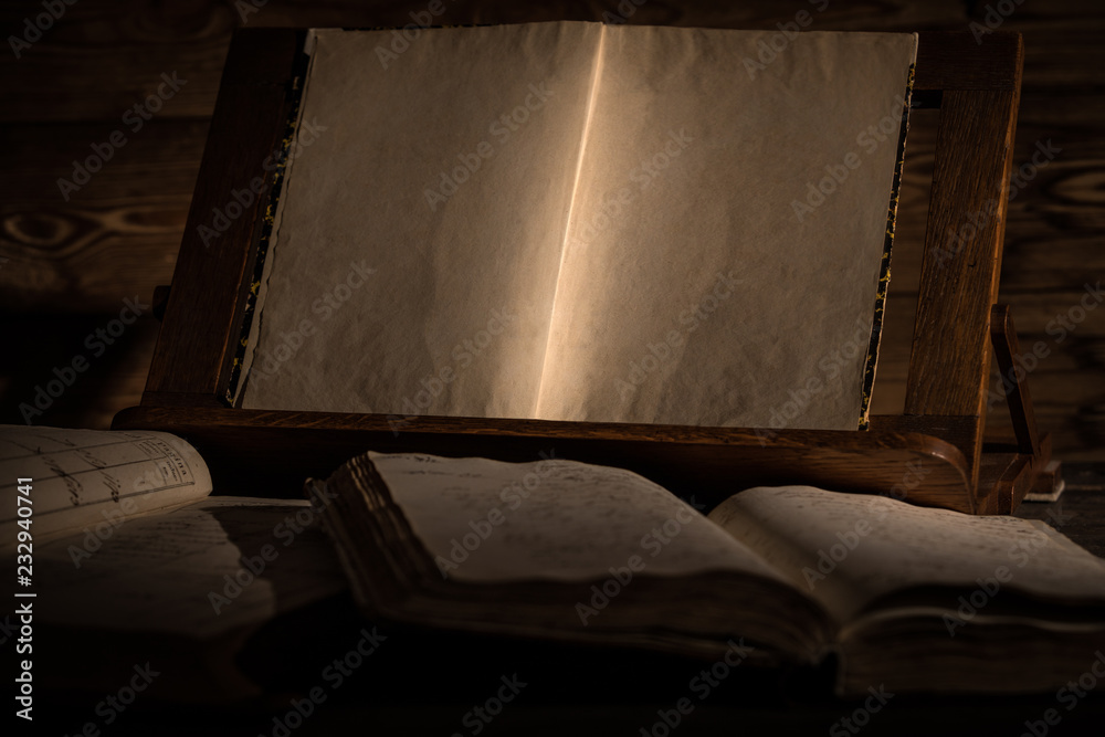 Old open magic book