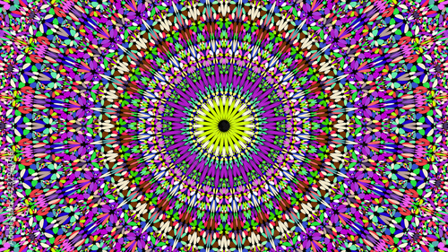 Colorful flower mosaic mandala pattern background design - abstract symmetrical vector ornament wallpaper illustration © David Zydd