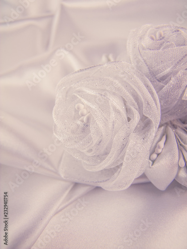 Wedding decorations, silk, lace, silk flowers