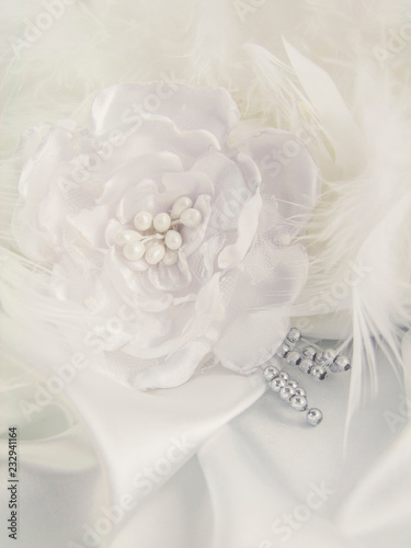 Wedding decorations, silk, lace, silk flowers