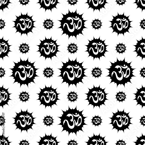 Aum (Om) The Holy Motif Seamless Pattern