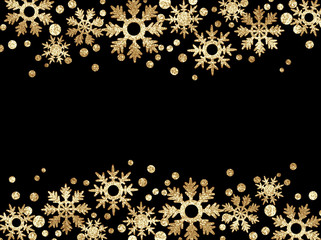 Golden glitter snowflake borders