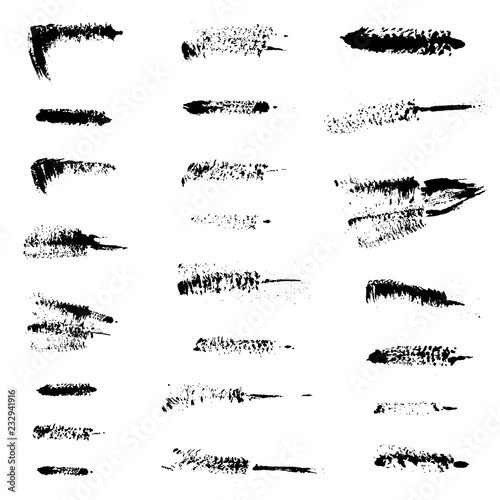 Mascara strokes set. Grunge backgrounds collection. Lashes cosmetic. Brush smudge. Smear. Mascara applicator stains isolated on white. Woman beauty. Eyelashes. Make up. Beauty product.