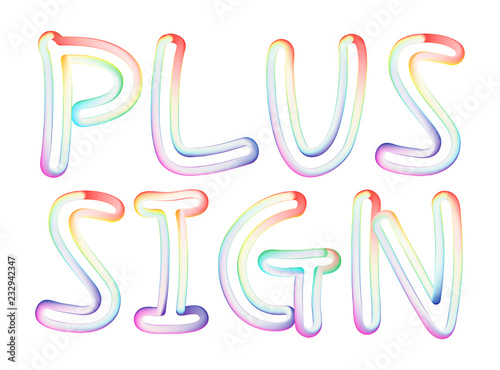 Plus Sign - beautiful text written on white background