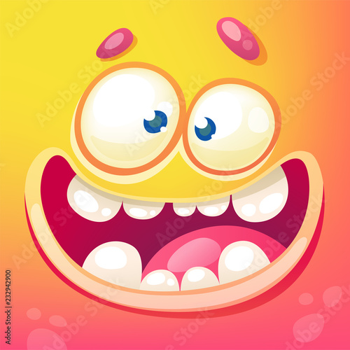 Funny cartoon monster face