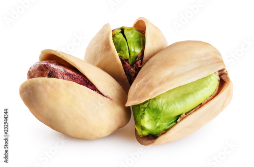 Pistachios isolated on a white background.
