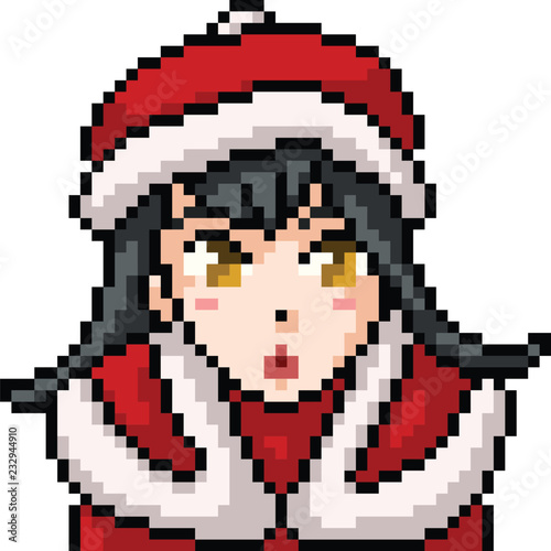 vector pixel art anime girl