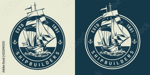 Vintage marine and sea emblem