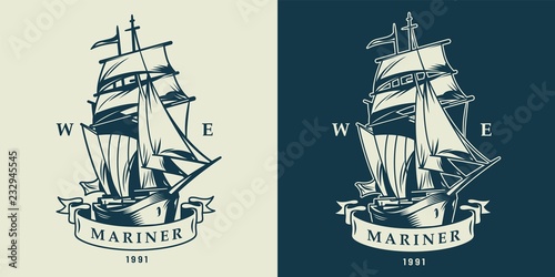 Vintage monochrome nautical and maritime logo