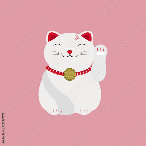 Japanese Cat Lucky Charm Talisman Vector and Icon
