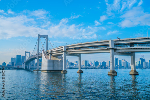 Photography sky cityscape river bridge urban retro background material japan tokyo