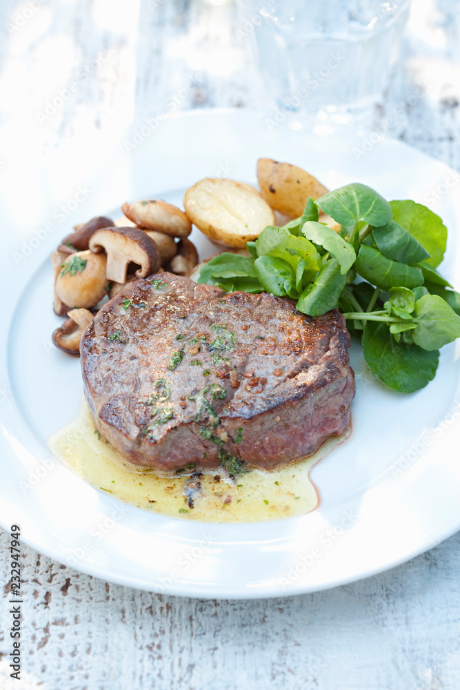 fillet steak, beef with mushroom and potato fillet steak, beef with mushroom and potato