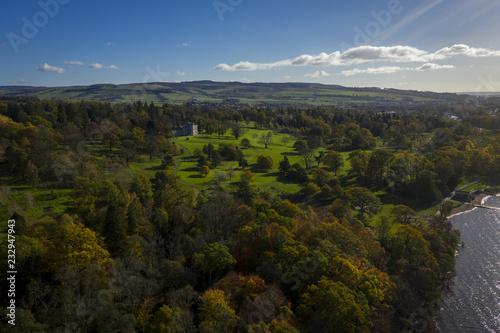 Aerial view of Balloch, Loch Lomond, UK. photo