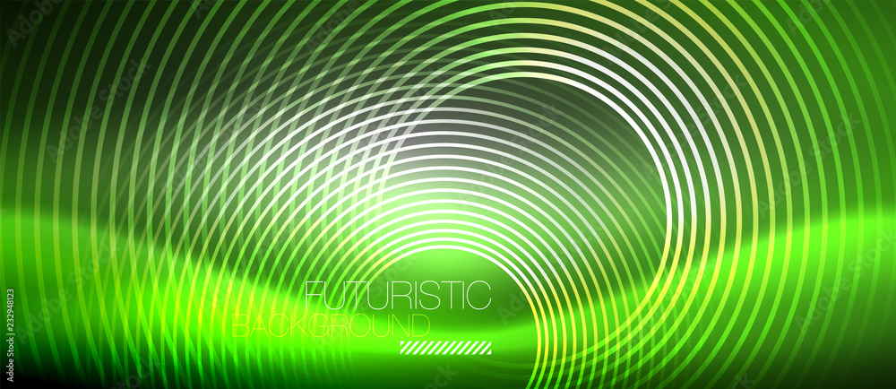 Neon circles abstract background, shiny lines Neon circles abstract background, shiny lines
