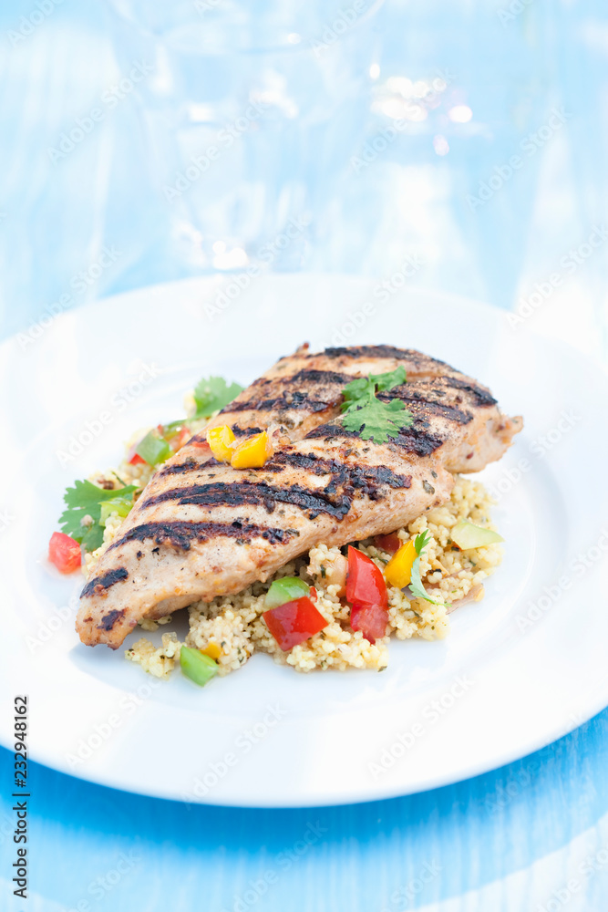 grilled chicken on bed of couscous
