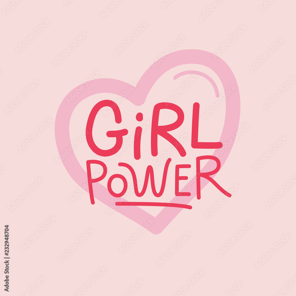 Vector illustration in simple style with hand-lettering phrase girl power