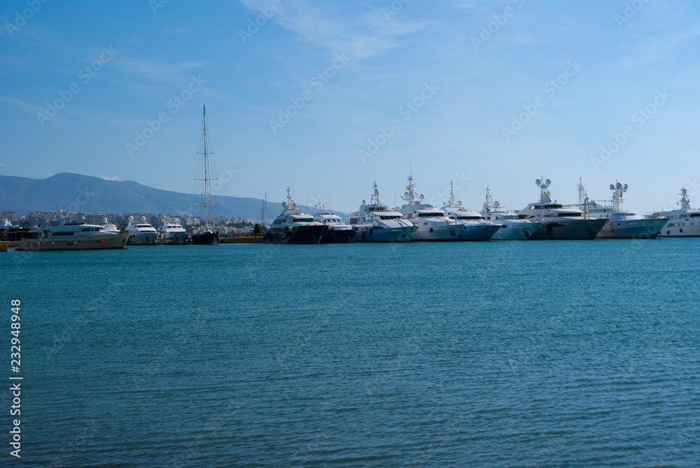 Luxury Yachts docked in Pireas Greece