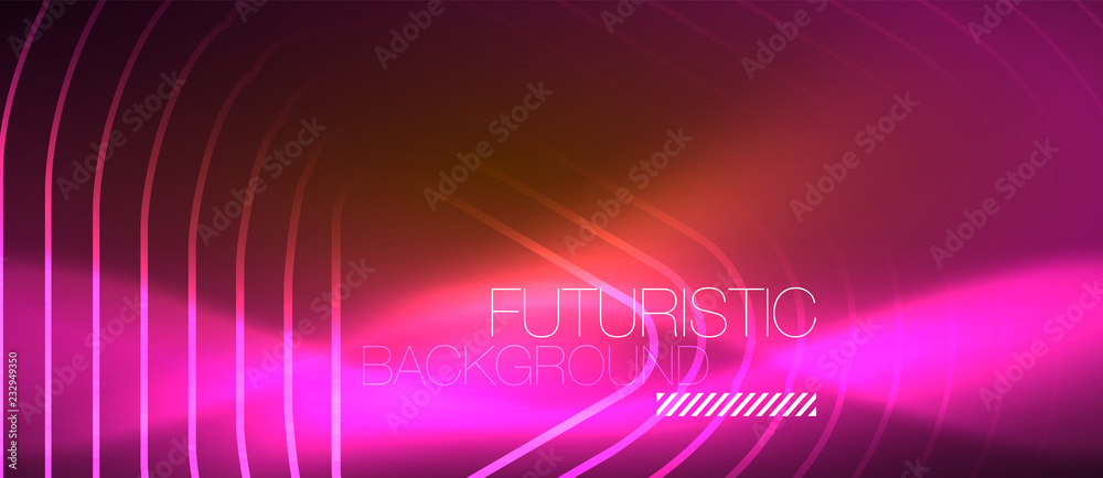 Color shiny neon lights background with abstract lines
