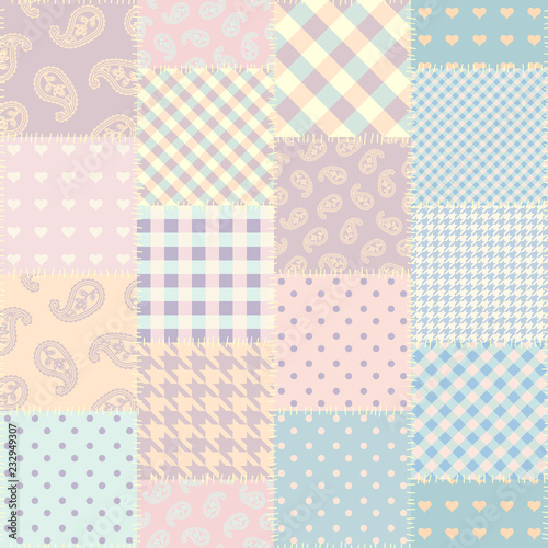 Patchwork textile pattern. Seamless quilting design background.