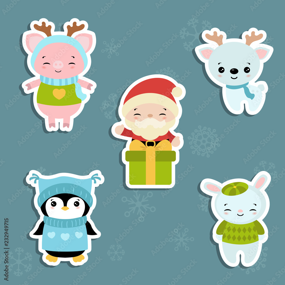Set of christmas characters. Set of christmas characters.