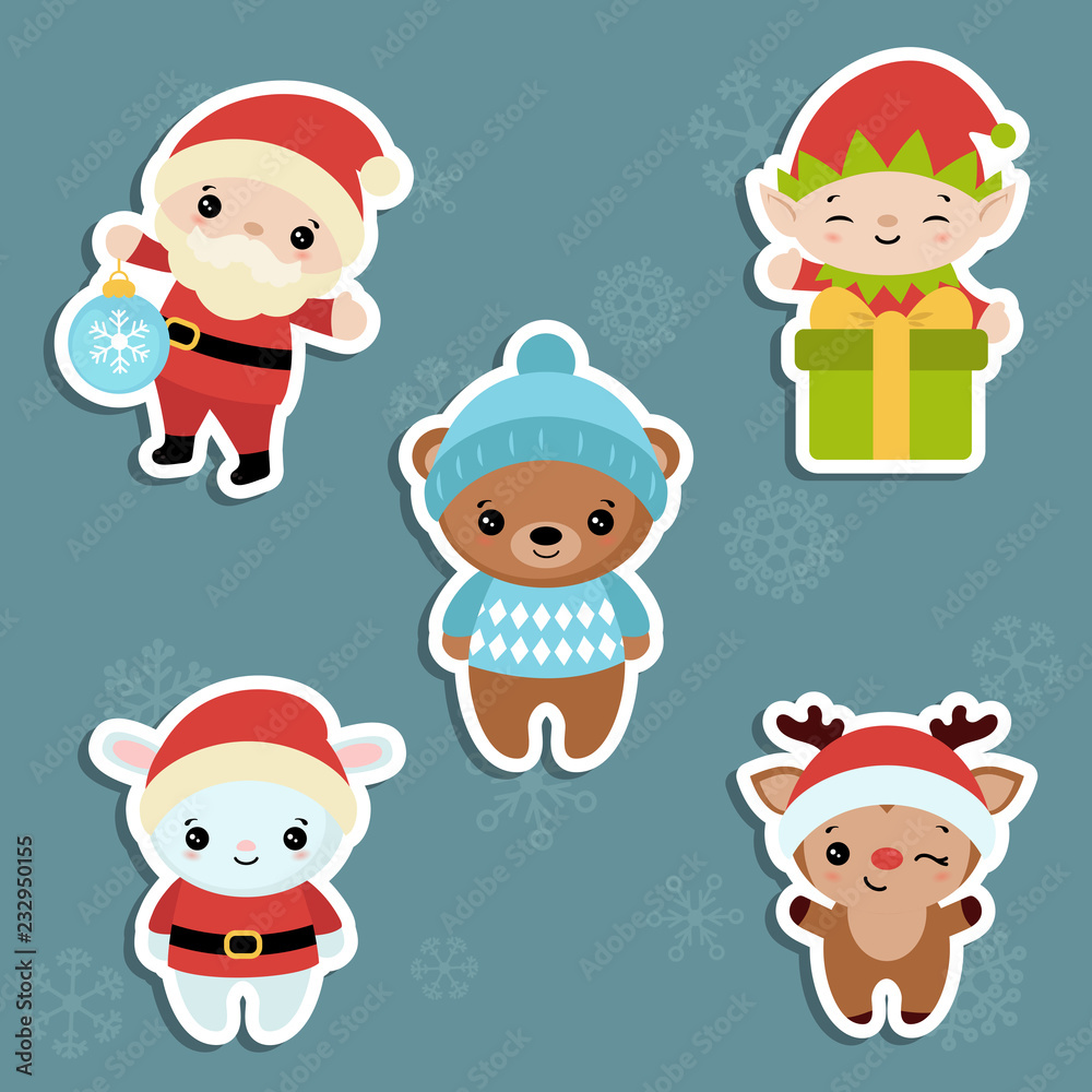 Set of christmas characters.