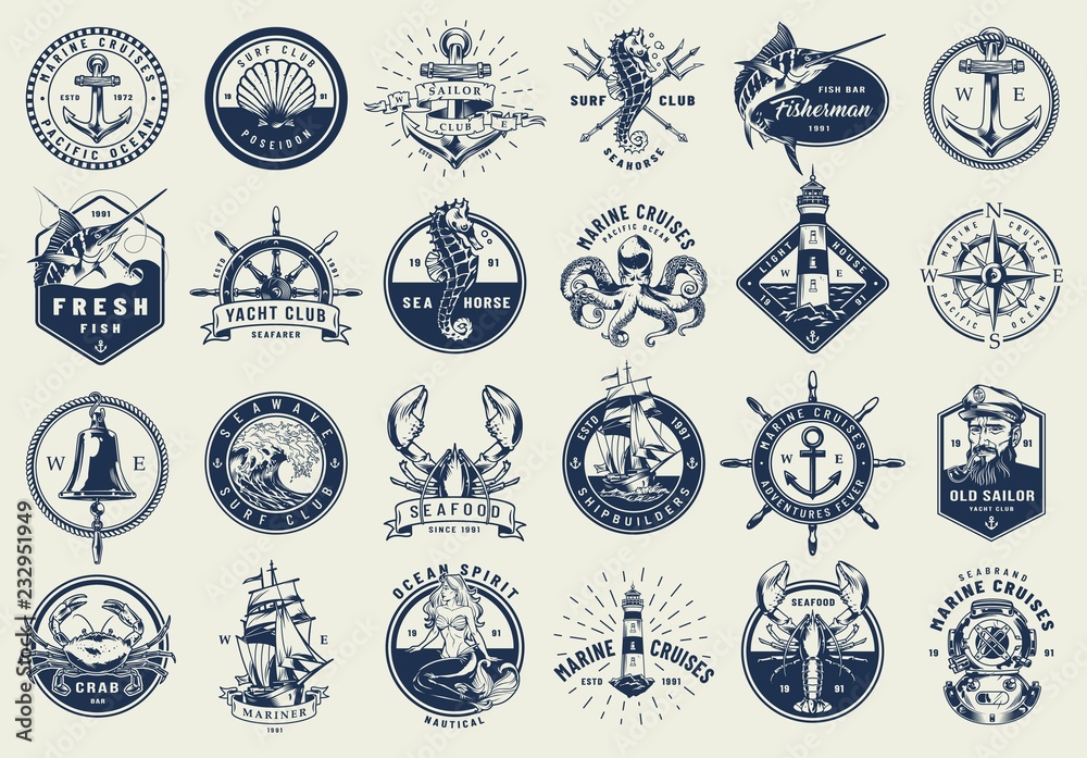 Vintage nautical labels collection