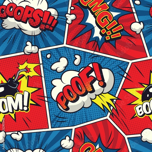 Comic speech bubbles seamless pattern