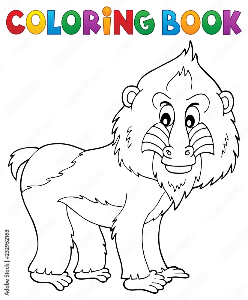 Obraz premium Coloring book mandrill theme 1