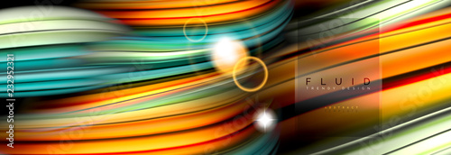 Mixing color waves on black, liquid flowing shapes