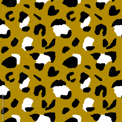 Leopard seamless pattern, vector illustration. Animal print, wild cat cheetah texture. Design for seamless wallpaper, fashion textile, background, fabric, cloth, wrapping, decor paper. African style.