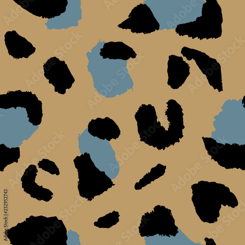Leopard seamless pattern, vector illustration. Animal print, wild cat cheetah texture. Design for seamless wallpaper, fashion textile, background, fabric, cloth, wrapping, decor paper. African style.