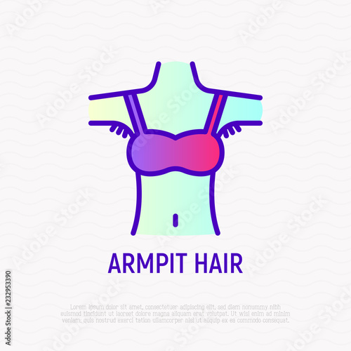 Armpit hair thin line icon. Body positive. Modern vector illustration.