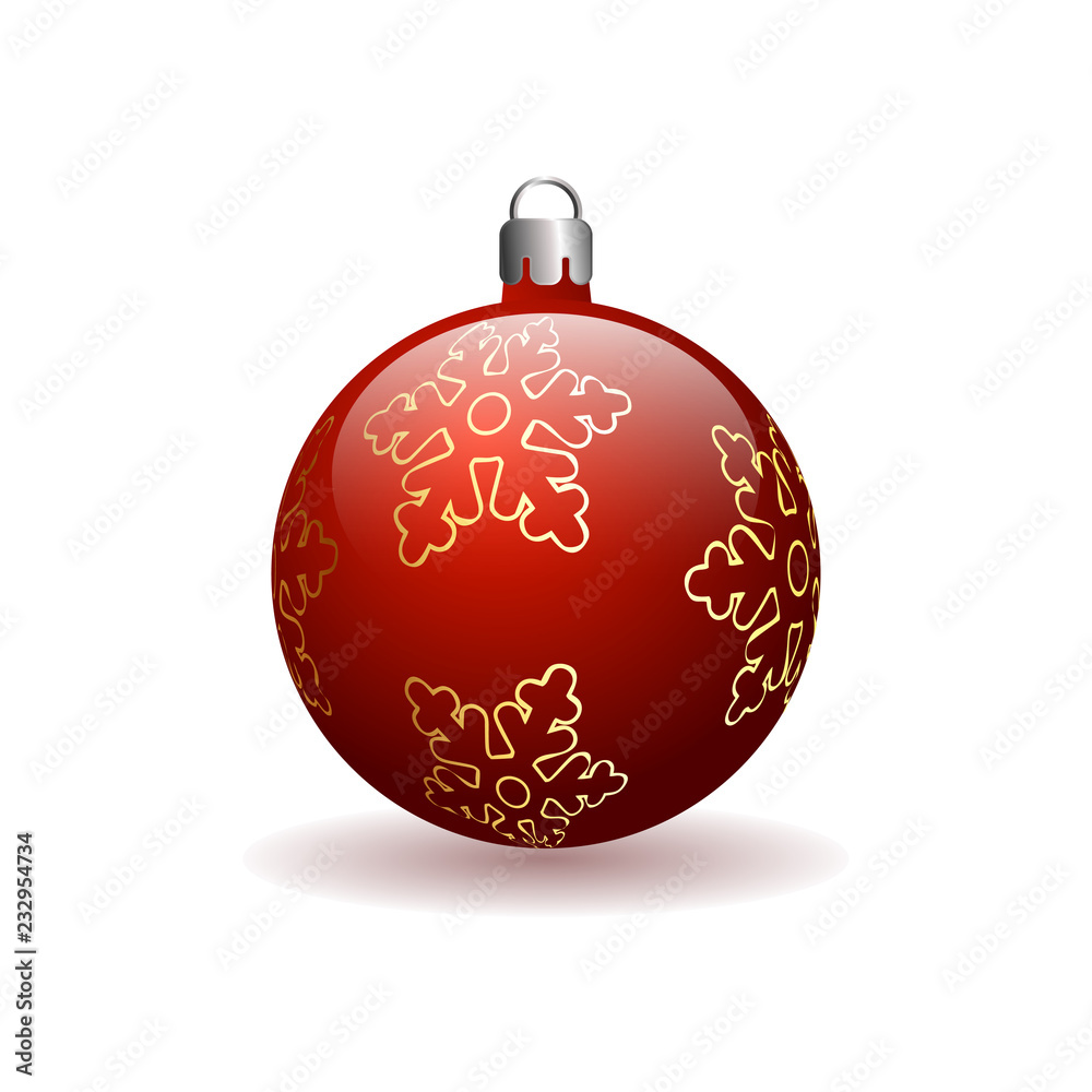 Red Christmas Ball with golden snowflake Red Christmas Ball with golden snowflake
