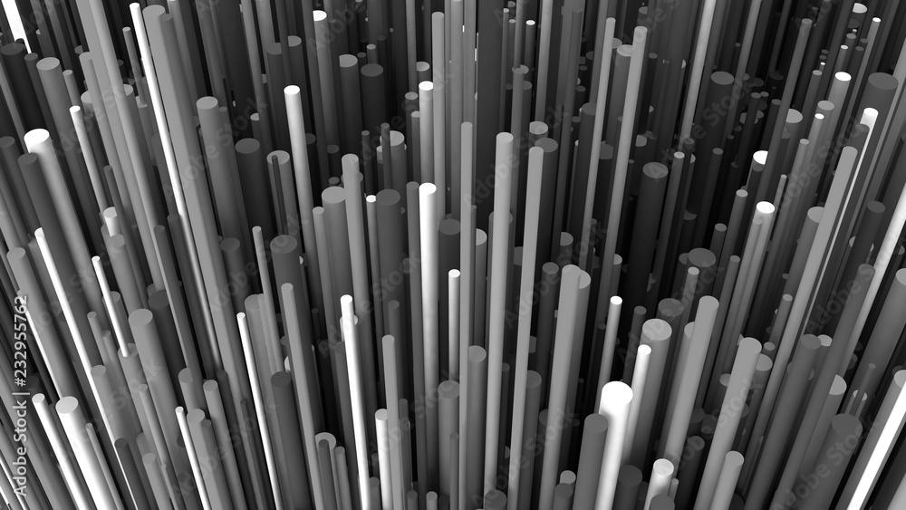 3d render cylinders background. Geometric shapes. Cylinders backdrop. Trendy modern wallpaper. 3d illustration. Fiber. Futuristic. Particle explosion. Spore. Abstract texture. 3d render cylinders background. Geometric shapes. Cylinders backdrop. Trendy modern wallpaper. 3d illustration. Fiber. Futuristic. Particle explosion. Spore. Abstract texture.
