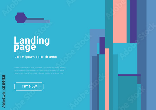 landing page design with geometric abstract shapes.