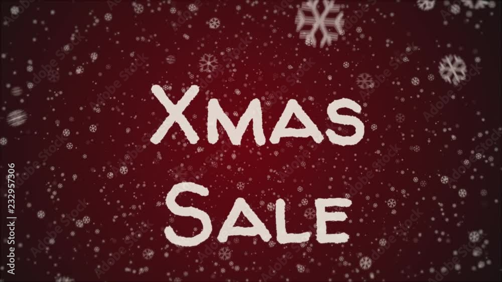 Animation Xmas Sale, falling snow, white letters, red background Animation Xmas Sale, falling snow, white letters, red background