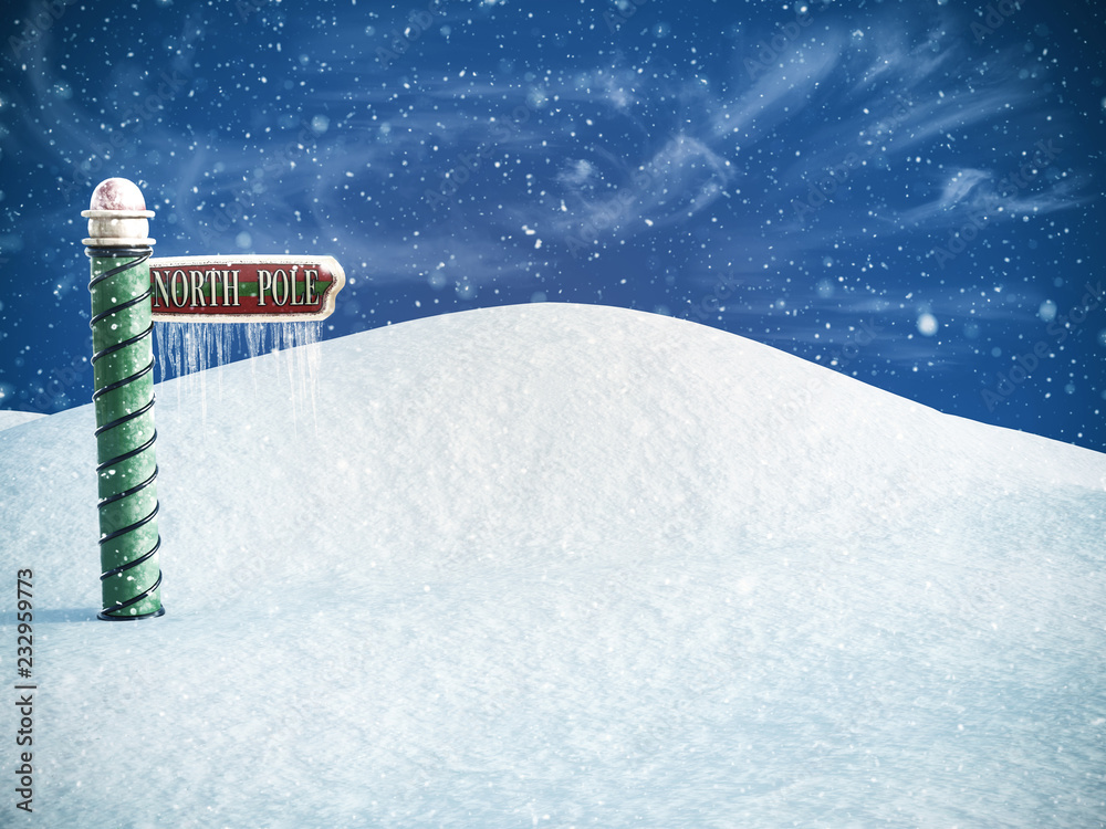 3D rendering of a north pole sign. - obrazy, fototapety, plakaty 